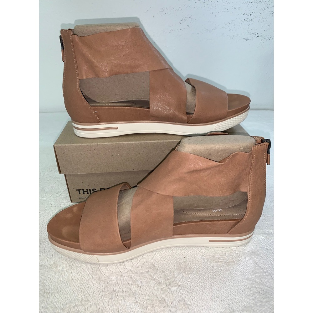 Eileen Fisher Sport Tumbled Leather Sneaker Sandal Brown EF39477K Womens